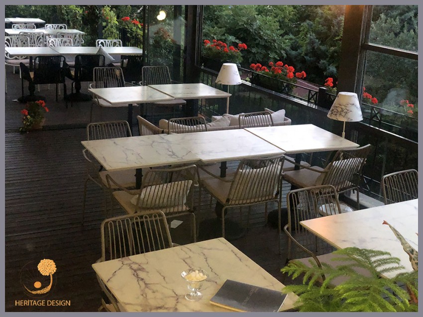 Beyaz Mermer Cafe Masası Modeli